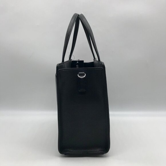 Karl Lagerfield Black Leather Paris Maybelle Convertible Satchel Bag - Picture 4 of 11